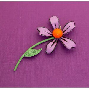 Vintage Boho Purple Floral Colorful Brooch - Q15
